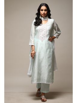 Biba - Green Modal Unstitched Suit (Set of 3)