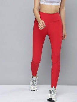 Fitkin - Women Red Ribbed High Rise Active Tights
