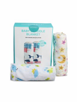 Motherly - Multi-Color Cotton Muslin Baby Swaddle (Pack of 2)