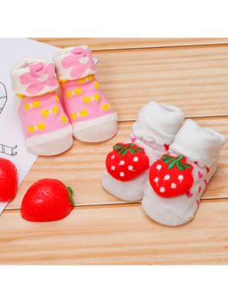 Yellow Bee - Charming Blossom & Berry Socks for Girls (Pack Of 2)