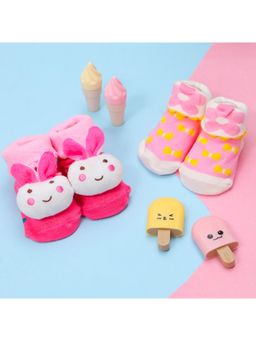 Yellow Bee - Bunny Hops & Blossoms Socks Collection for Girls (Pack Of 2)