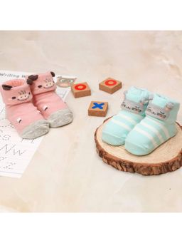 Yellow Bee - Tiny Toes Enchanted Animal Anti-Skid Socks for Girls (Pack Of 2)