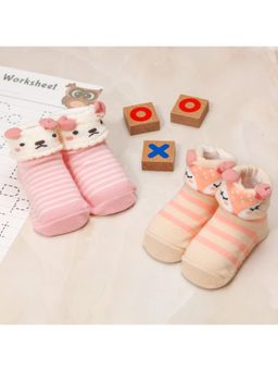 Yellow Bee - Puppy and Deer Socks for Girls (Pack Of 2)