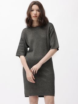 RAREISM - Shimknit Primary Black Cotton Mini Dress