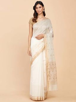 Fabindia - Natural Cotton Silk Chanderi Woven Saree without Blouse
