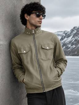 CAHOOT - Men's Olive Solid Regular Fit Casual Jacket