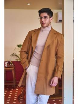JAVINISHKA - Men Camel Brown Long Coat