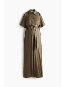 H&M - Women Green MAMA Short-Sleeved Tie-Belt Jumpsuit