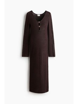 H&M - Women Brown MAMA Crochet-Look Dress