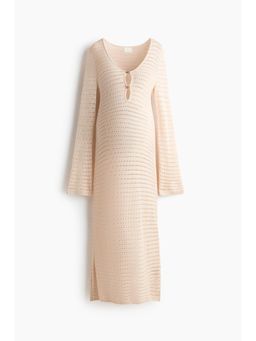 H&M - Women Beige MAMA Crochet-Look Dress