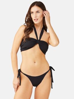 G Heist - Women Stretchable Ribbed Halter Swimwear Bra and Panty