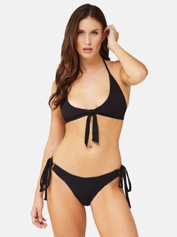 G Heist - Women Stretchable Ribbed Halter Swimwear Bra and Panty