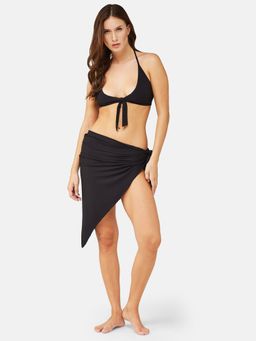 G Heist - Women Stretchable Ribbed Halter Swim Bra and Panty with Sarong