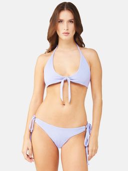 G Heist - Women Stretchable Ribbed Halter Swimwear Bra and Panty