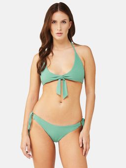 G Heist - Women Stretchable Ribbed Halter Swimwear Bra and Panty