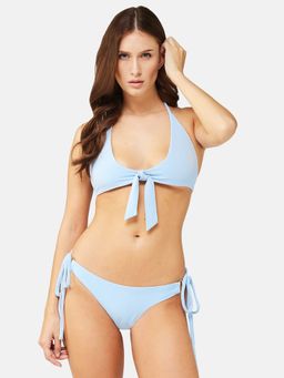 G Heist - Women Stretchable Ribbed Halter Swimwear Bra and Panty