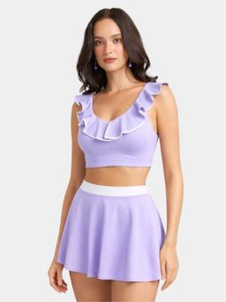 The Active Story - Lavender Ruffle Crop Top and Skirt