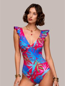 The Active Story - Red Tropical Ruffle Swimsuit