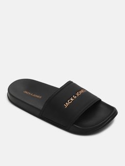 Jack & Jones - Black Cursive Logo Pool Sliders
