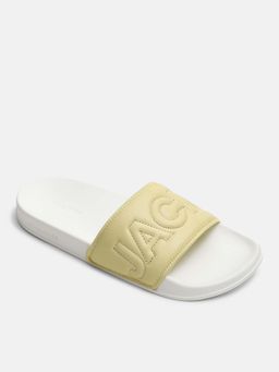 Jack & Jones - White Cursive Colorblock Pool Sliders