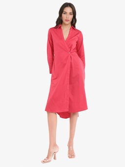 RAREISM - Red Marunara Relaxed Midi Dress