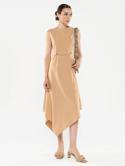 RAREISM - Beige Melrick A-Line Midi Dress