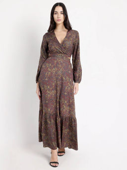 RAREISM - Brown Meppo Flared Maxi Dress