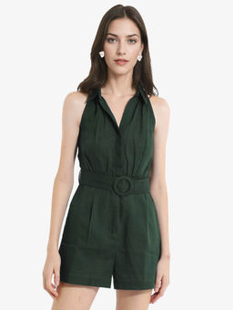 RAREISM - Green Messina Regular Playsuit with Belt (Set of 2)