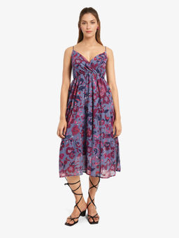 RAREISM - Blue Nuno Flared Midi Dress