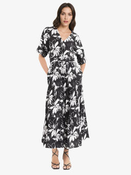 RAREISM - BlackTuzio Flared Midi Dress