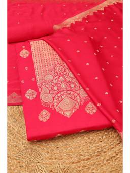 Soch - Women Pink Printed Silk Blend Unstitched Top and Bottom with Dupatta