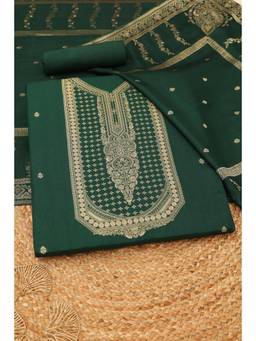 Soch - Women Green Printed Silk Blend Unstitched Top and Bottom with Dupatta