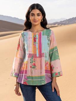 W - Multi-Color Floral Rayon Kurti
