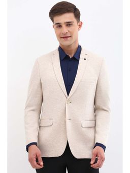 Allen Solly - Men Beige Ultra Slim Fit Textured Formal Blazer