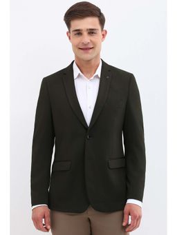 Allen Solly - Men Green Ultra Slim Fit Textured Formal Blazer
