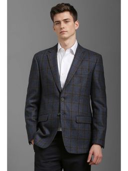 Louis Philippe - Men Navy Regular Fit Checks Formal Blazer