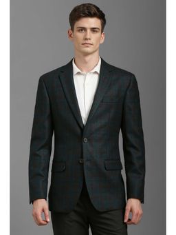 Louis Philippe - Men Green Regular Fit Checks Formal Blazer