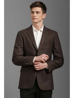 Louis Philippe - Men Brown Regular Fit Checks Formal Blazer