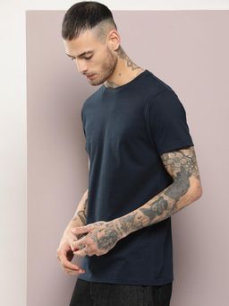 DILLINGER - Mens Navy Blue Solid T-Shirt