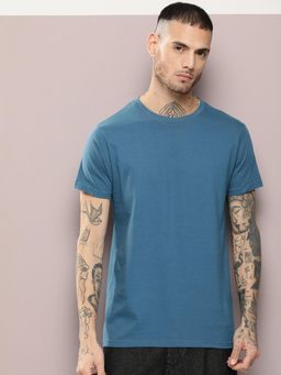 DILLINGER - Mens Teal Blue Solid T-Shirt
