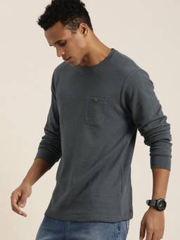 DILLINGER - Grey Solid Regular T-Shirt