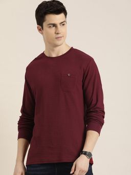 DILLINGER - Maroon Solid Regular T-Shirt