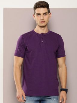 DILLINGER - Purple Solid Regular Henley T-Shirt