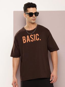 DILLINGER - Brown Typographic Oversized T-Shirt