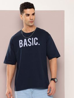 DILLINGER - Navy Blue Typographic Oversized T-Shirt