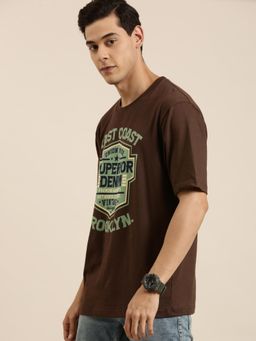 DILLINGER - Brown Typographic Oversized T-Shirt