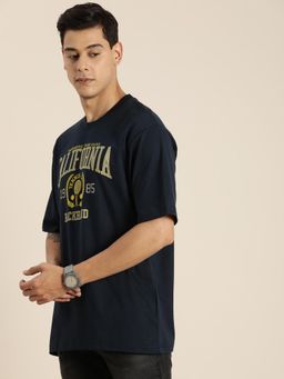 DILLINGER - Navy Blue Typographic Oversized T-Shirt