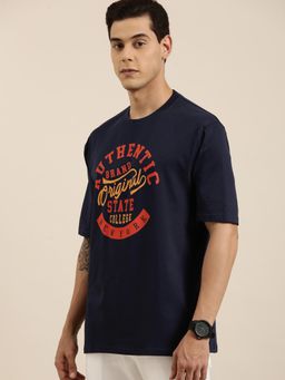 DILLINGER - Navy Blue Typographic Oversized T-Shirt