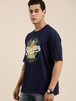 DILLINGER - Navy Blue Typographic Oversized T-Shirt