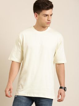DILLINGER - Cream Solid Oversized T-Shirt